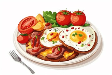 complete english breakfast on white background