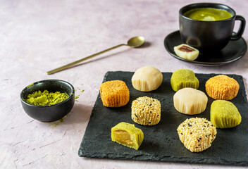 Sophisticated Mochi Array with Matcha for Tea Time