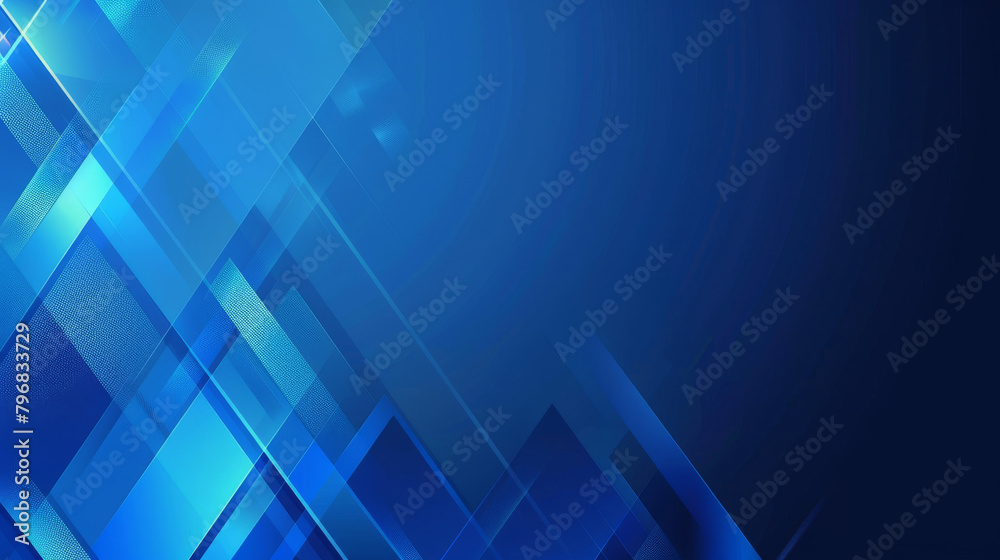 Poster Modern blue abstract background with overlapping geometric shapes and light effects