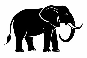 black elephant silhouette vector illustration on white background