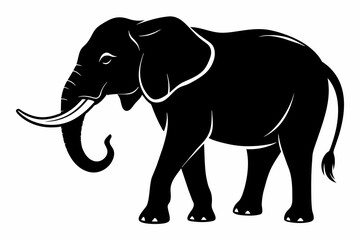black elephant silhouette vector illustration on white background