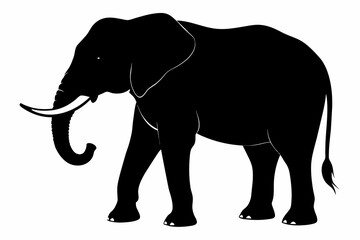 Obraz premium black elephant silhouette vector illustration on white background