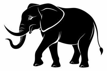 black elephant silhouette vector illustration on white background
