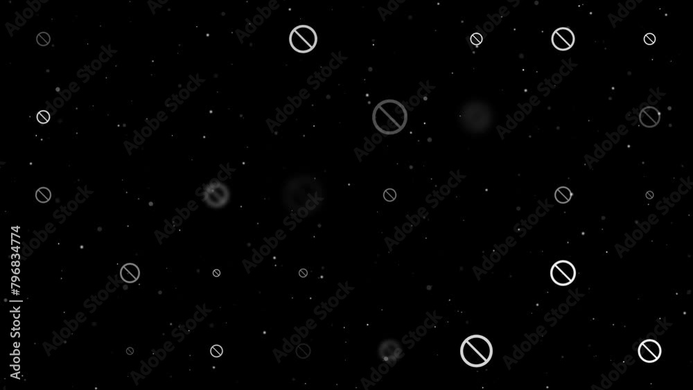 Poster template animation of evenly spaced no parking signs of different sizes and opacity. animation of tr