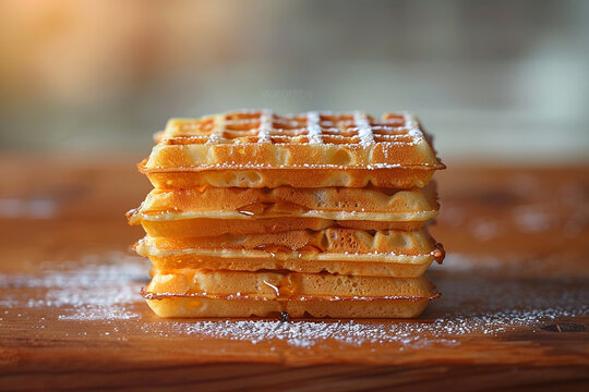 Delicious Stack of Golden Waffles