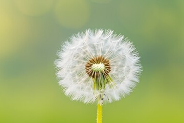 Confident Dandelion Puff Flexes its Fluffy Seeds in the Meadow Breeze,Showcasing Resilience and Strength