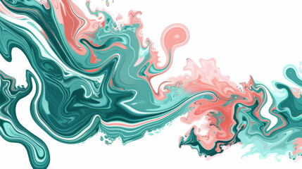 Vibrant marbled wave design with intertwining pink and turquoise swirls