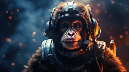 a monkey astronaut in nebula, galaxies, photography, AI Generative - obrazy, fototapety, plakaty
