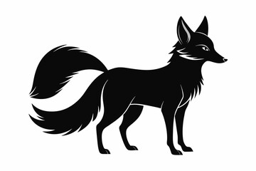 black fox silhouette vector illustration on white background