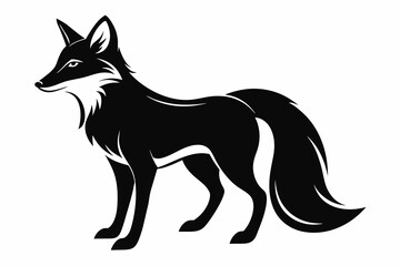 black fox silhouette vector illustration on white background