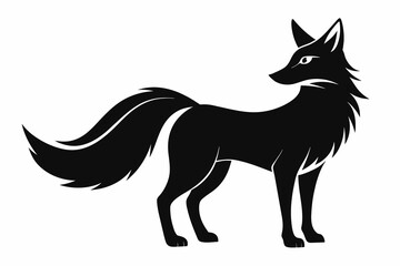 black fox silhouette vector illustration on white background