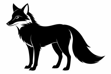 black fox silhouette vector illustration on white background