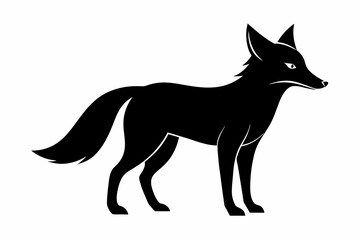 black fox silhouette vector illustration on white background