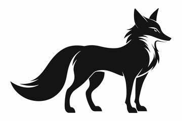 black fox silhouette vector illustration on white background