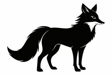 black fox silhouette vector illustration on white background