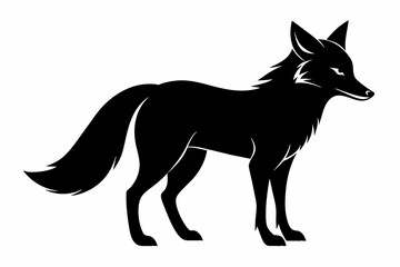 black fox silhouette vector illustration on white background