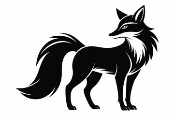 black fox silhouette vector illustration on white background
