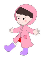 학생 유치원 어린이집 학교 어린이 우비입은 비옷입은 소년 소녀