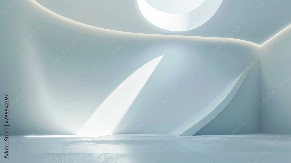 Poster abstract modern white architecture with smooth surfaces and sunlight