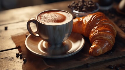 cup of coffee and croissant.