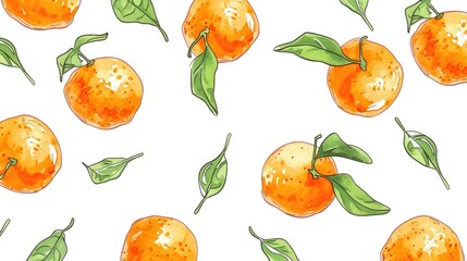 Adorable Mandarin Oranges: Whimsical Illustration