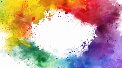 Fototapeta premium High-resolution image featuring a burst of multicolored watercolor splashes transitioning smoothly across a white background, perfect for creative projects and dynamic designs