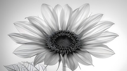 Depict an X-ray view of a sunflower, focusing on the detailed pattern of seeds at its center and the fibrous textures of its petals