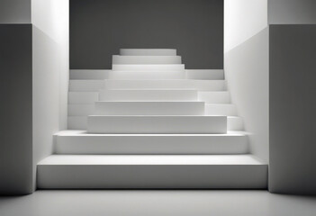 'Blank Box Stairs 3D Empty Bakdrop splay Stand Boxes Cubes White poduim three-dimensional display pedestal platform dais stair racked step template simple advertising museum background'