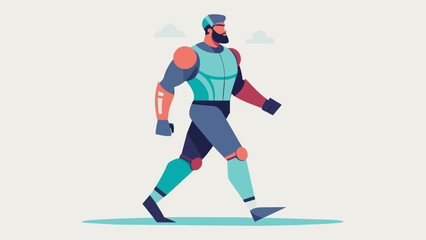 Fototapeta premium Dressed in compression gear a fighter takes a leisurely walk to promote circulation and alleviate postworkout soreness.