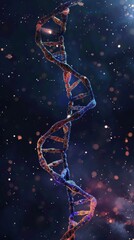 Obraz premium DNA double helix genetic material. Gene sequencing abstract design. Floating in space background, .science, abstract, biology, biotechnology, molecular, health, genetic