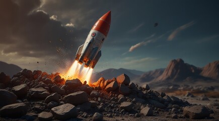 rocket in the sky - Powered by Adobe