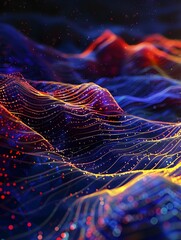 Mesmerizing Cymatic Structures of Luminous Sonic Interference Patterns in a Futuristic Bioluminescent Landscape