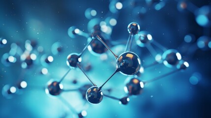 molecule or atom, Abstract structure for Science or medical background, 3d illustration, science, atom, abstract, chemistry, structure, blue, chemical, background