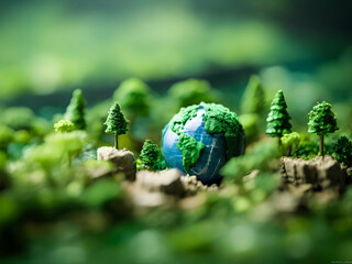 grass and tree earth, globe, planet, world, green, map, environment, Ai generated 