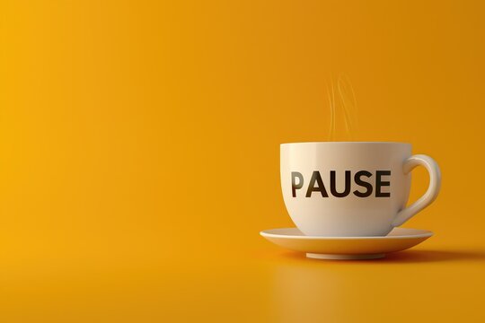 Pause for coffee break, 2D illustration with copy space