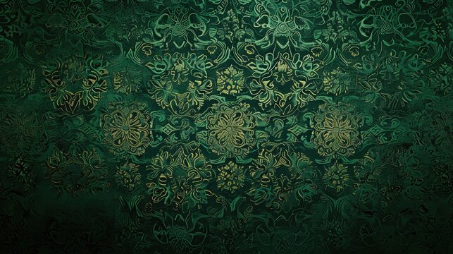 Dark Green Brocade Background, Simple and Modern Illustration