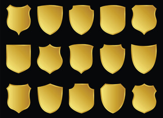 Shield Shape with Golden and Silver Gradient. Sheild security and guarantee safe and elegeant symbol vector design element and shapes
