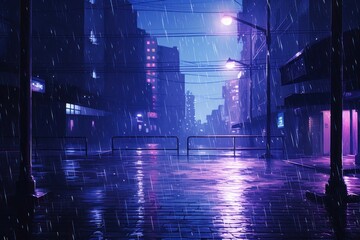 Rain outdoors light city.
