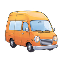 Van Orange Hand Drawn Cartoon Style Illustration