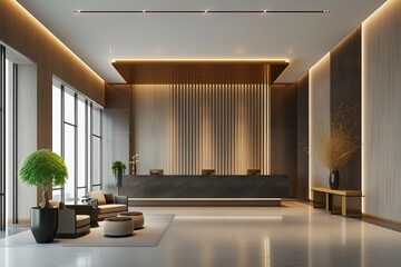 Elegant Hotel Lobby: Welcoming Reception and Lounge
