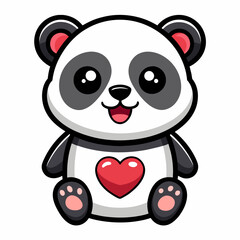 Obraz premium panda with heart vector art illustration on white background