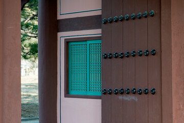 View of the door in the traditional Korean gate