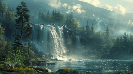 Beautiful waterfall nature in their secluded wilderness retreat.