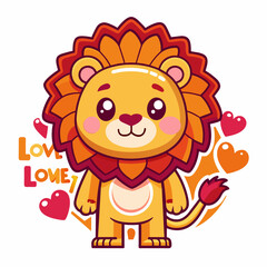 lion cartoon vector art illustration on white background
