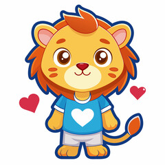lion cartoon vector art illustration on white background