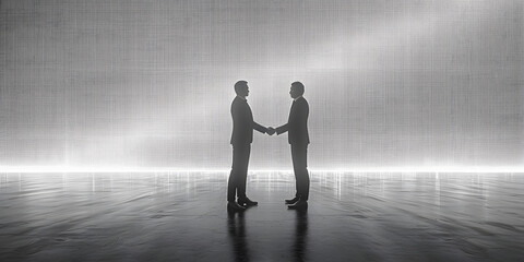 Partnership Agreement - Businessman Handshake over Empty Canvas with Tech Background
