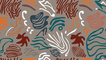 Fototapeta na wymiar Abstract pattern, on gray background, simple lines, colorful lines and shapes, teal brown grunge, modern design, vector illustration, flat colors