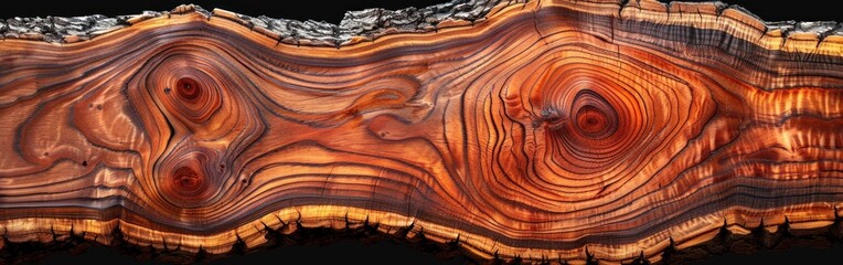 Fototapeta premium A piece of cedar split in half, revealing its inner texture