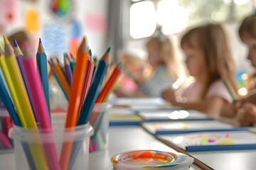Children enjoying arts and crafts activities at a daycare center. Concept Activities, Daycare, Children, Arts and Crafts, Fun