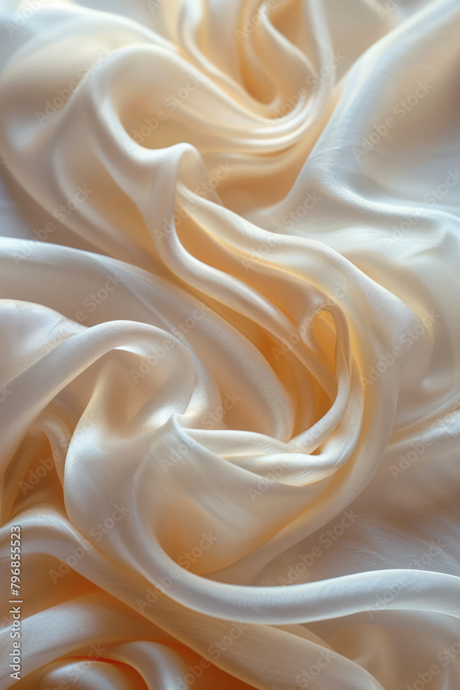Poster soft silk-like waves in a gentle ivory, conveying ease and smooth integration of new technologies,